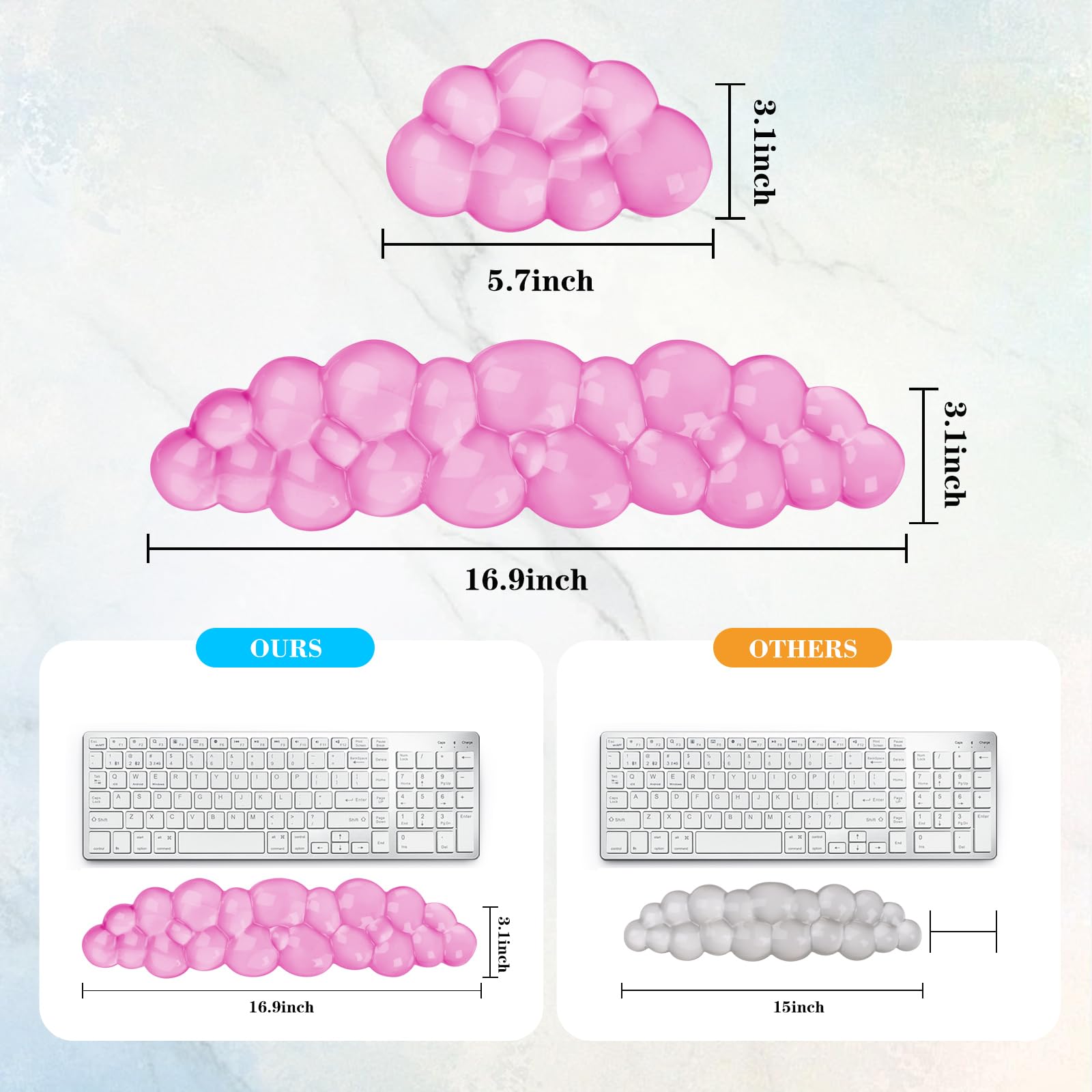 Gel Cloud Keyboard and Mouse Wrist Rest, Cute Wrist Support and Arm Support Keyboard Rest for