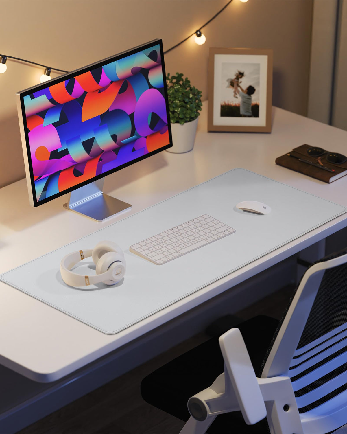 PU Leather Desk Mat Protector - 36"x17" Large Non-Slip Office Desk Pad, Waterproof Keyboard & Mouse