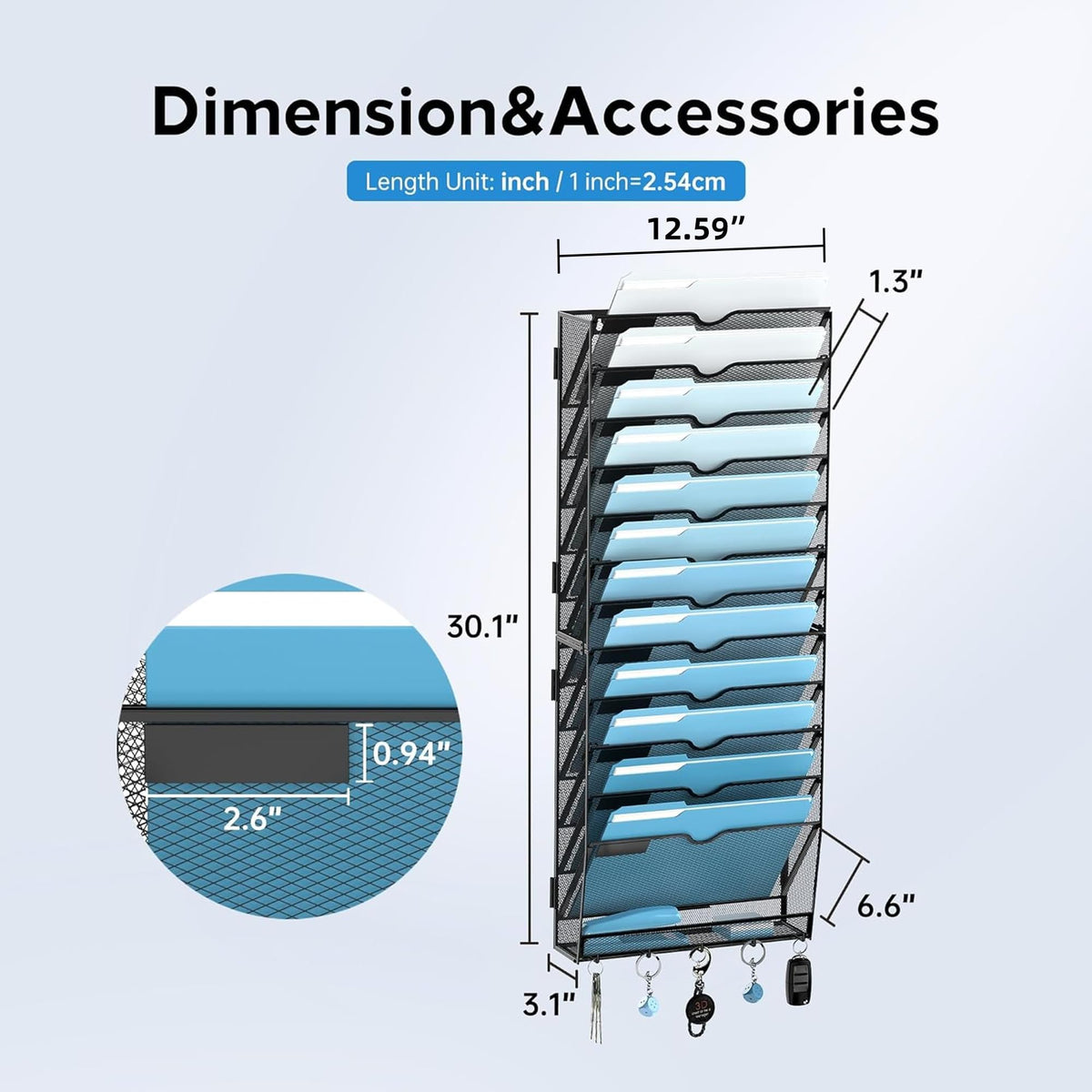 SUPEASY 13-Tier Hanging Wall File Organizer with Hooks, 2 Pack