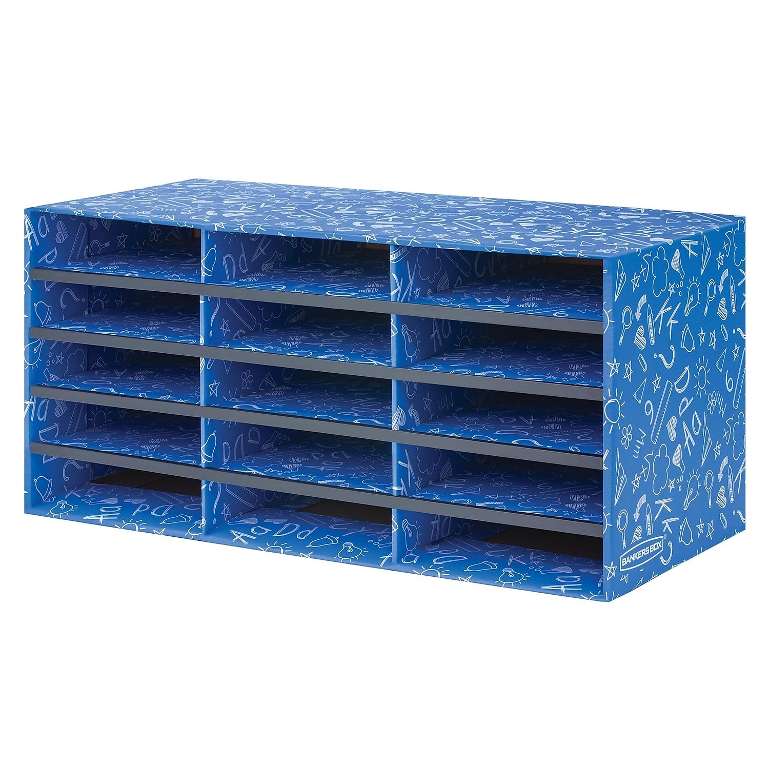 Bankers Box 15-Compartment Literature Sorter, 28.5" x 12.375", Blue