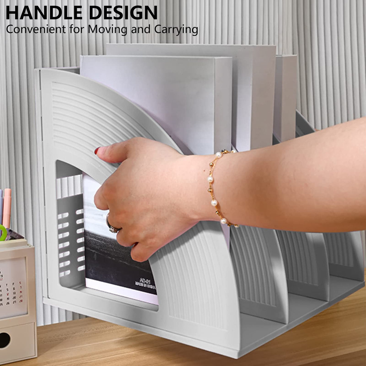 Elezeal A4 File Holder Magazine File Folder Desk Organizer, 3 Vertical Compartments Bookshelf
