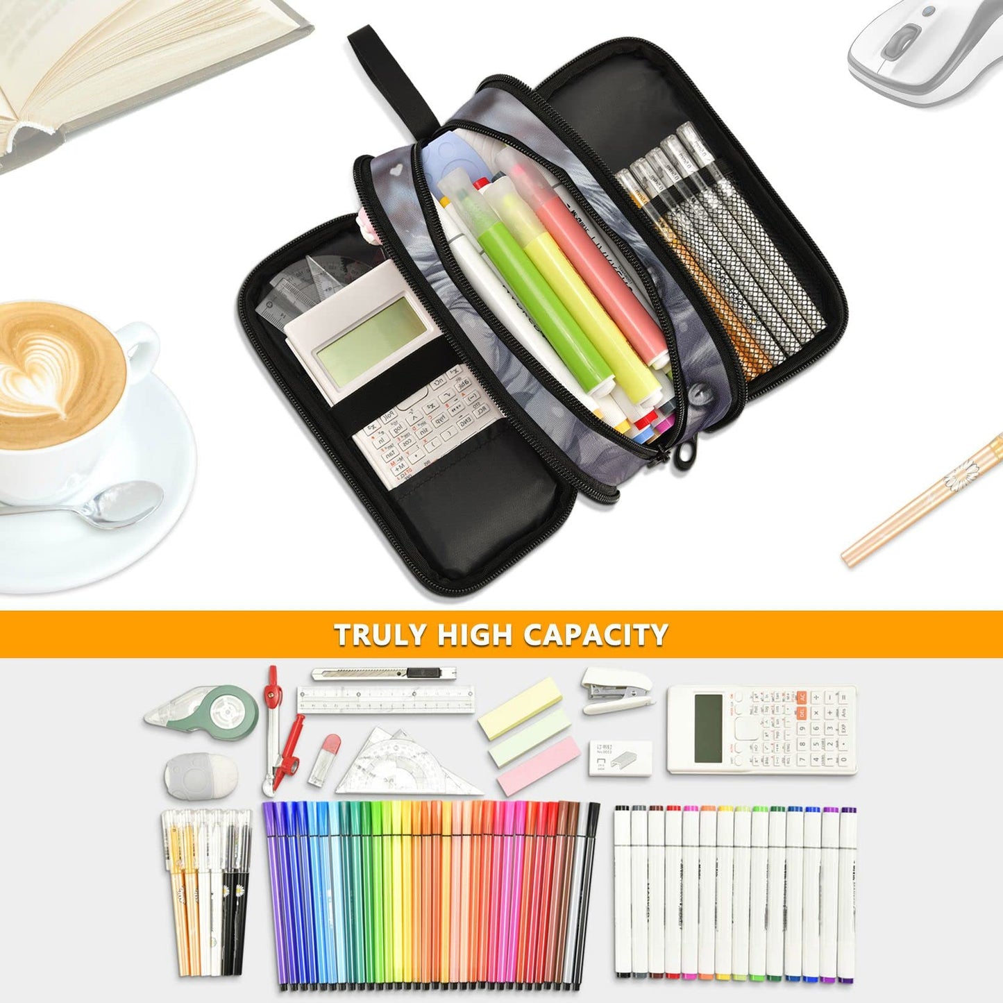 XUWU Wolf Large Capacity Pencil Case Pencil Pouch Pen Box