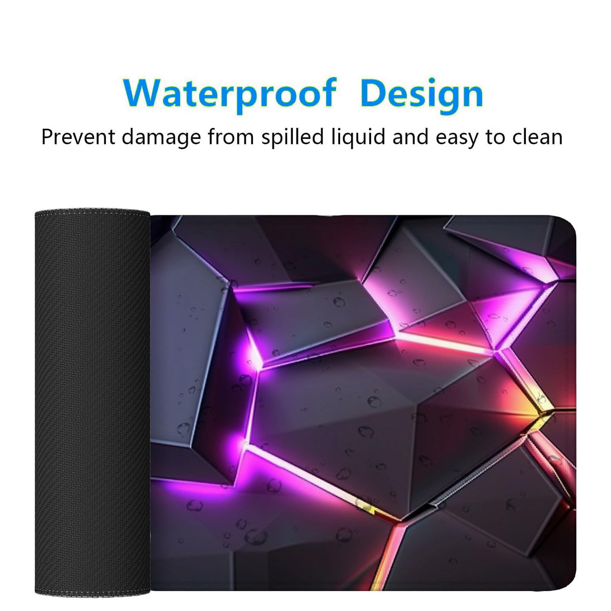 Neon 3D Geometry Desk Pad Mouse Pad Colorful Crack Cool Extended Gaming Mouse Pad Mat with Stitched