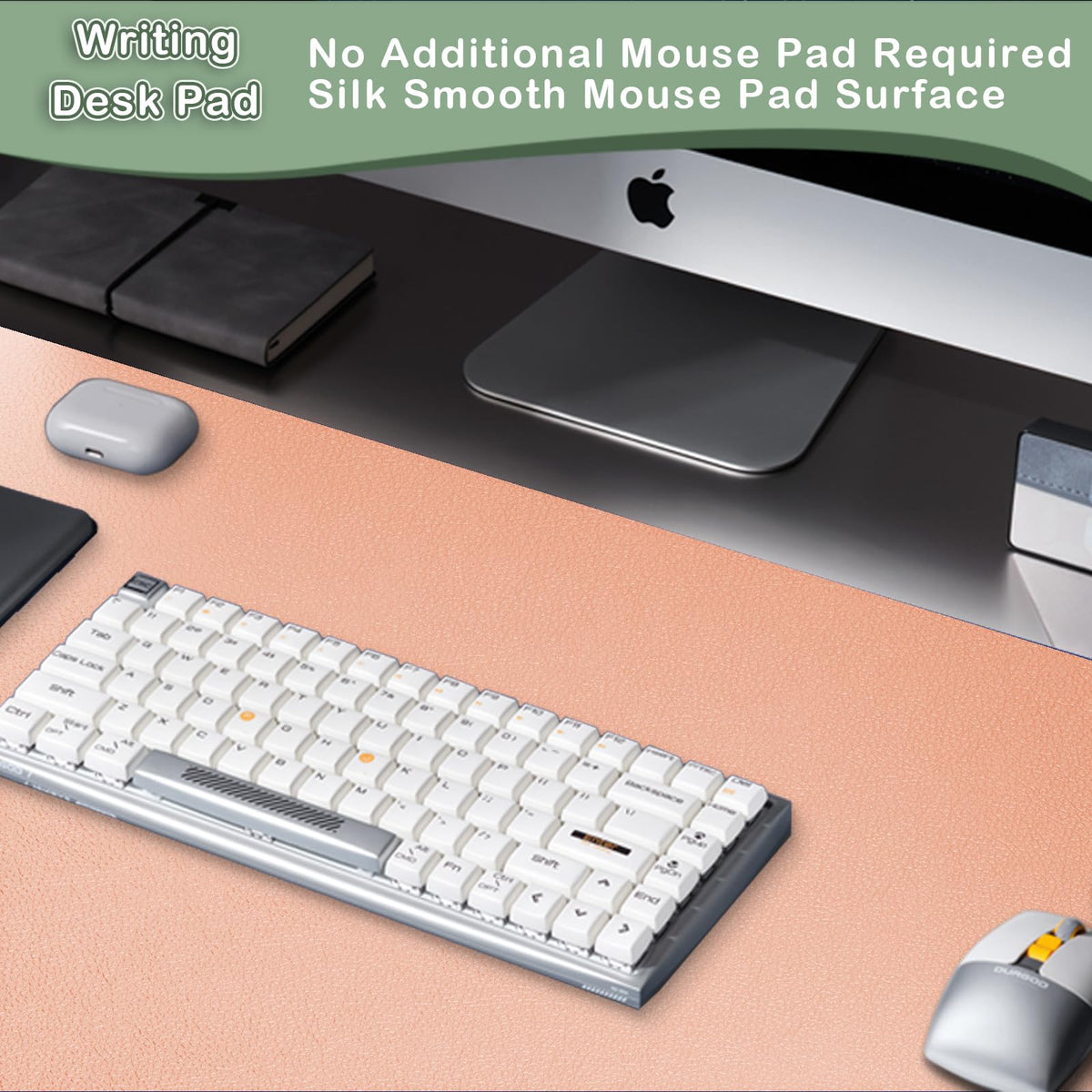 Boutilon Leather Desk Pad Protector,Non-Slip Mouse Pad,Laptop Desk Pad,Office Mouse Mat,Waterproof
