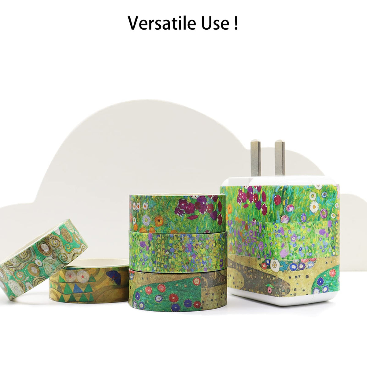 Berkin Arts 12 Rolls Art Floral Designs Washi Tape Set - 15 mm Wide Decorative Adhesive Masking
