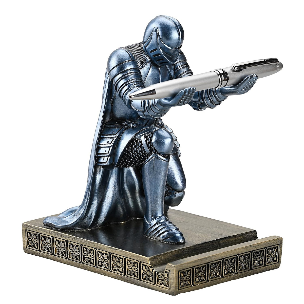 Windbreaker Soldier Knight Pen Holder Personalized Desk Accessory Blue