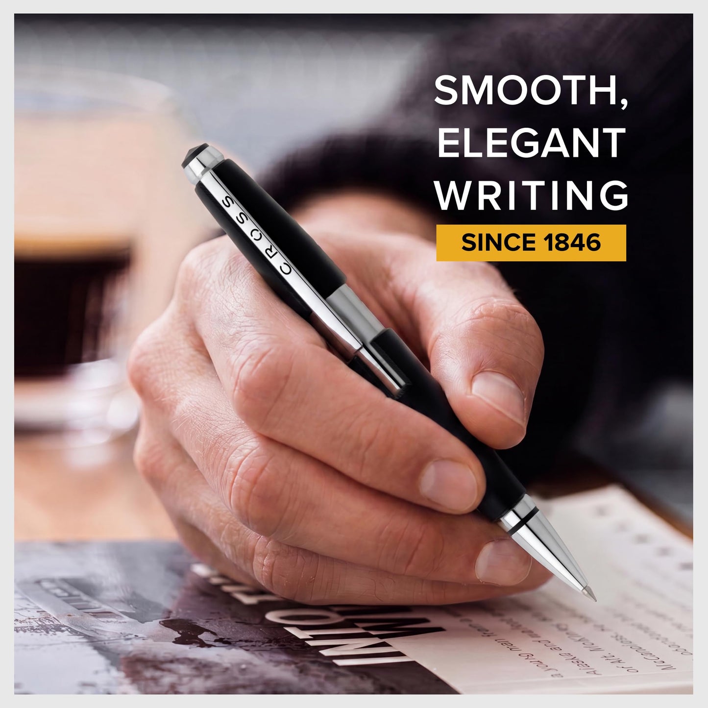 Cross Edge Jet Black Gel Rollerball Pen, Medium Point, Black Ink