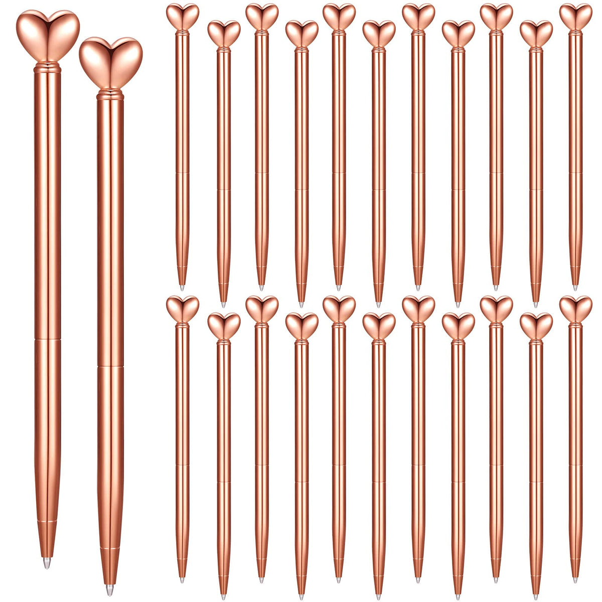 Thenshop 24 Pcs Heart Shaped Pens Metal Retractable Pens 1.0 mm