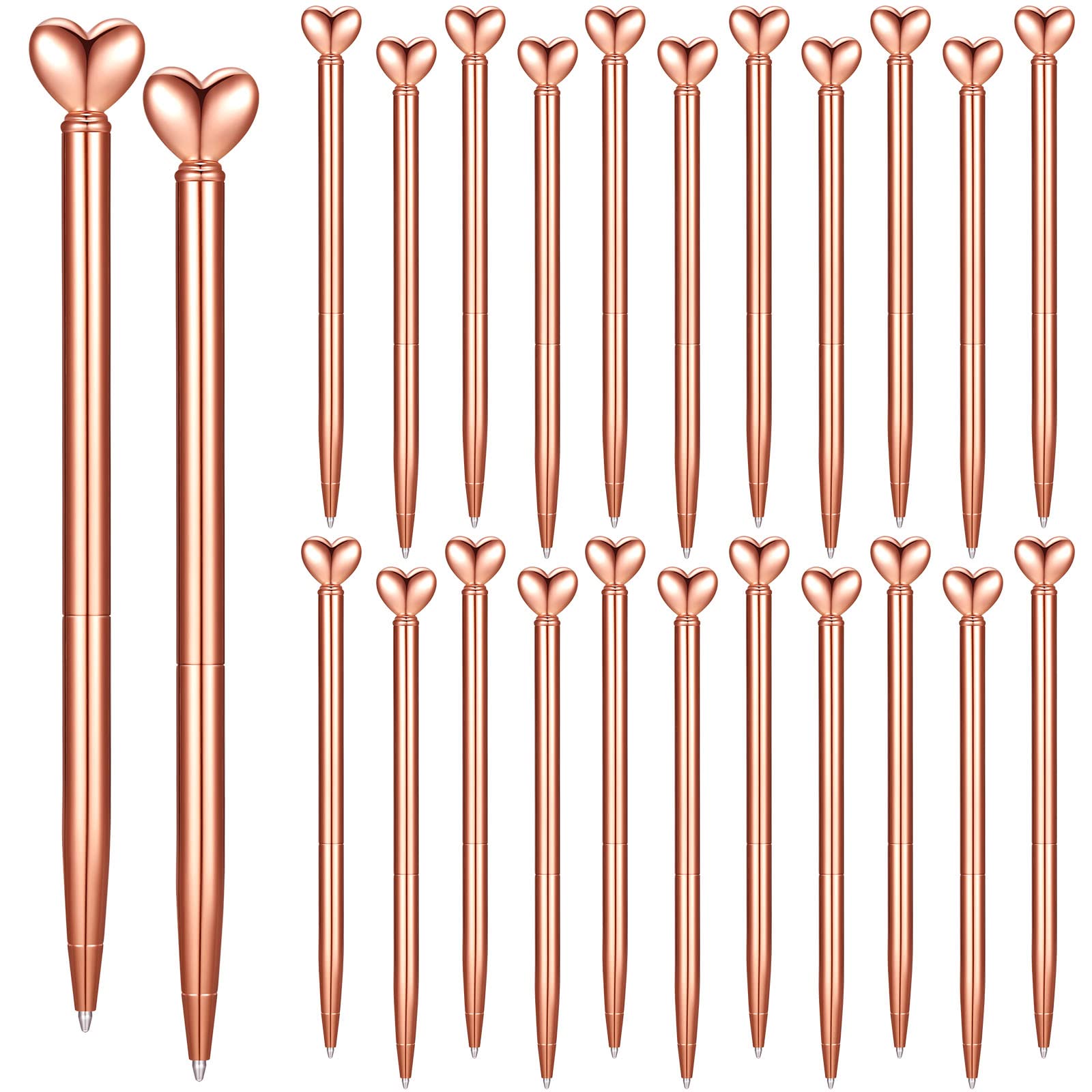 Thenshop 24 Pcs Heart Shaped Pens Metal Retractable Pens 1.0 mm