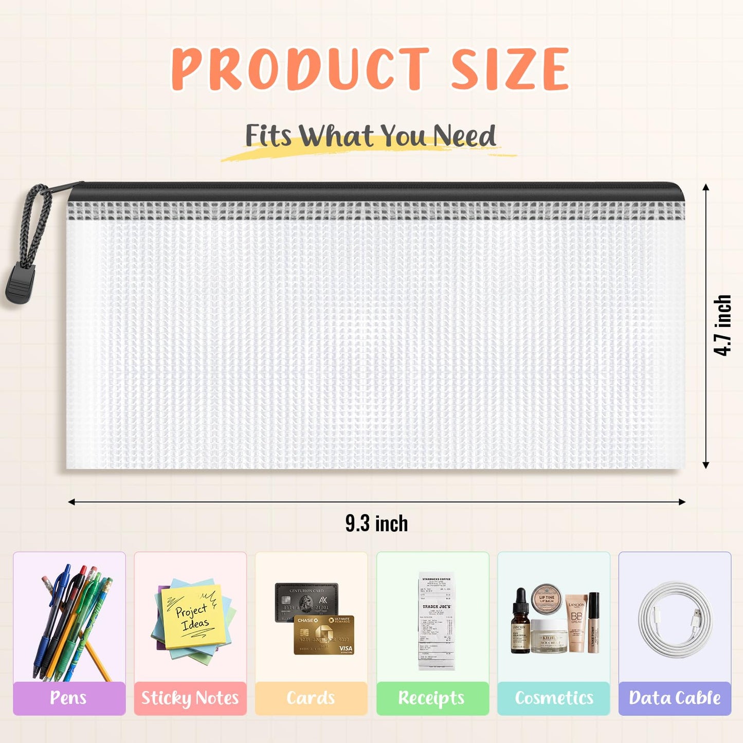 Smarpau 96pcs Pencil Case Black, Small Mesh Pencil Pouches