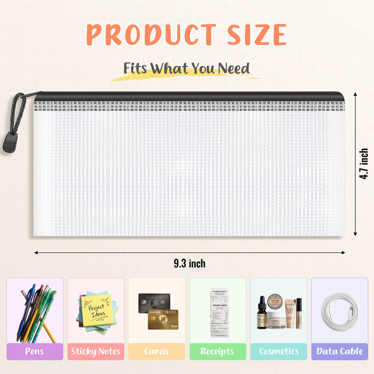 Smarpau 96pcs Pencil Case Black, Small Mesh Pencil Pouches