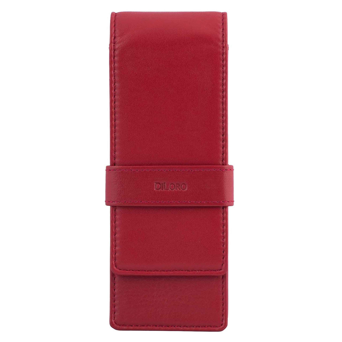 DiLoro Leather Triple Pen Case Pencil Pouch Holder for Three Fountain Ballpoint Rollerball Pens and