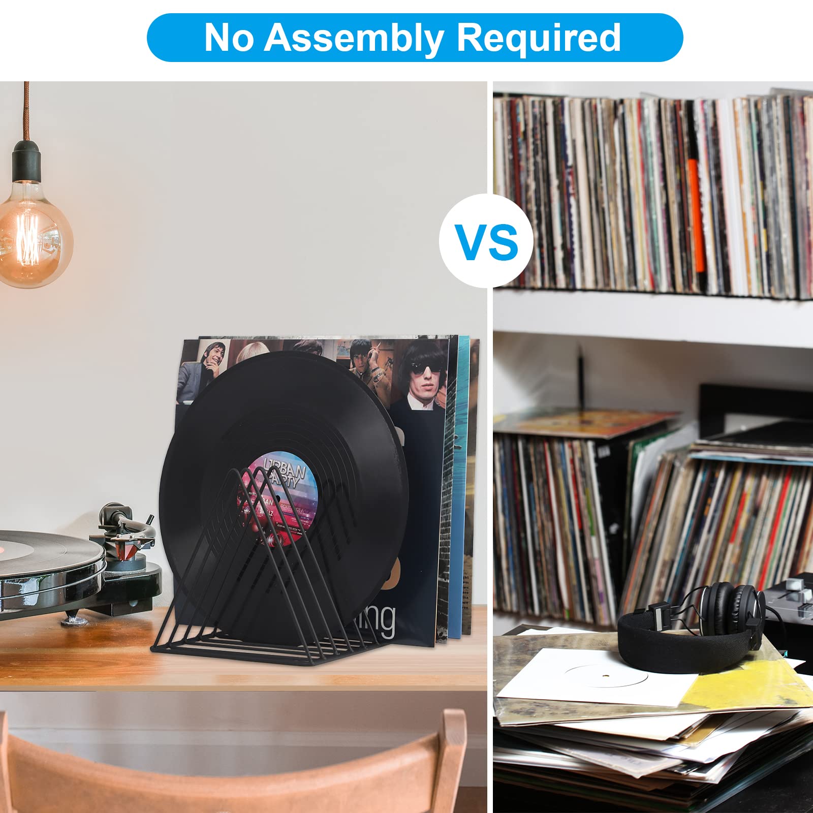 EASEPRES Vinyl Record Holder Storage, 9 Slot Metal Magazine Book Album Display Rack, Stylish