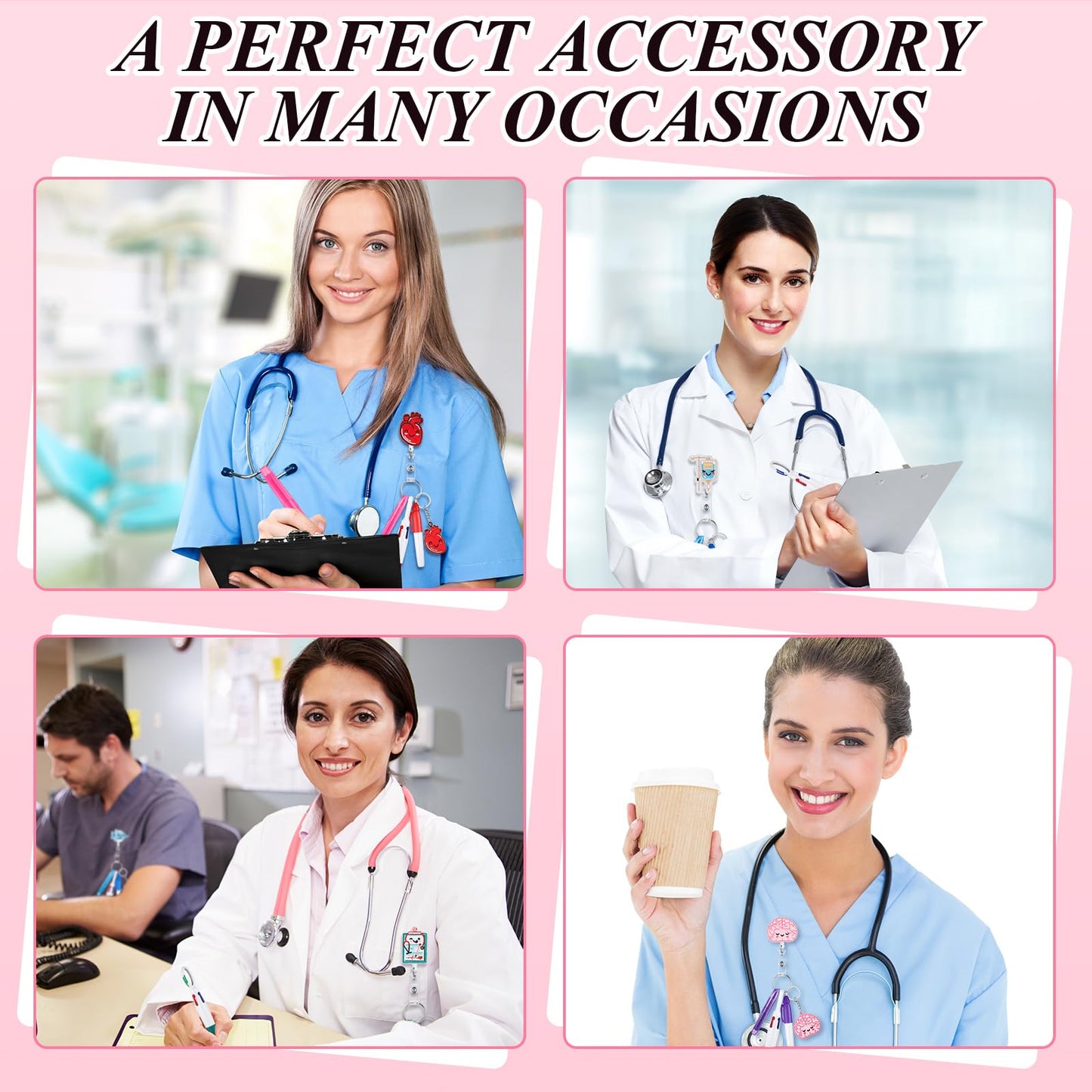 Henoyso Nurse Badge Reel Bulk,54 Pcs,Classic