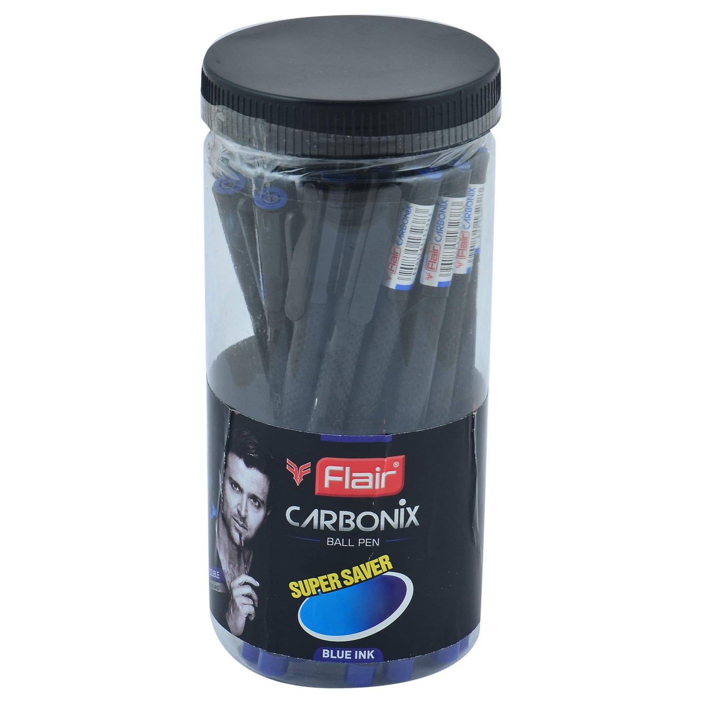 FLAIR Carbonix 0.7mm Ball Pen Jar Pack | Liquid Ink Light Weight Pen | Comfortable Grip With Extra