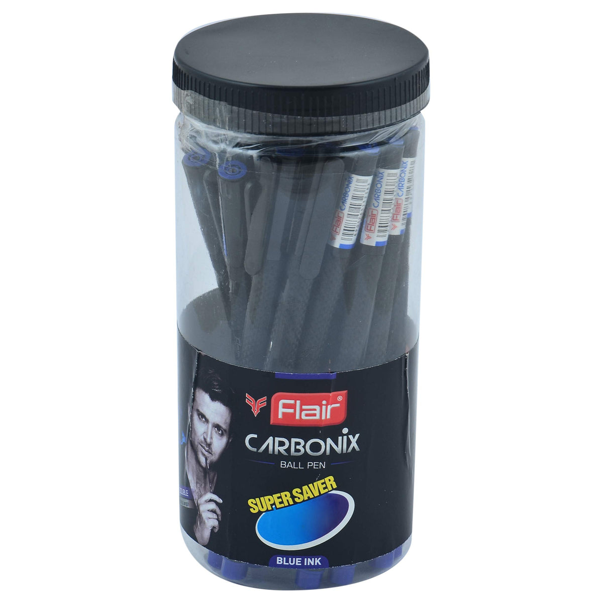 FLAIR Carbonix 0.7mm Ball Pen Jar Pack | Liquid Ink Light Weight Pen | Comfortable Grip With Extra