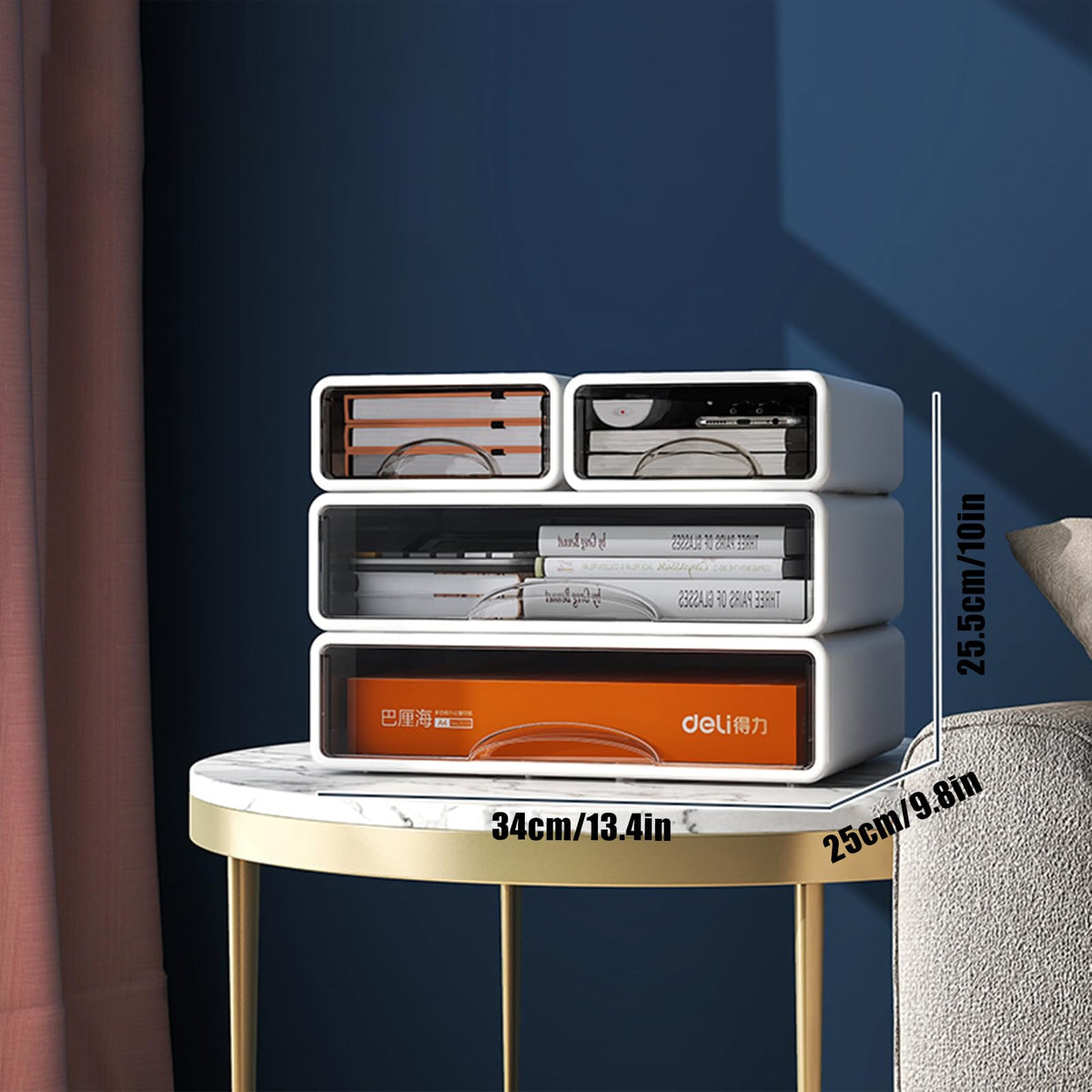 Desk Organizer with Drawers, Stackable Storage Drawers with Compartments Desktop Organization for