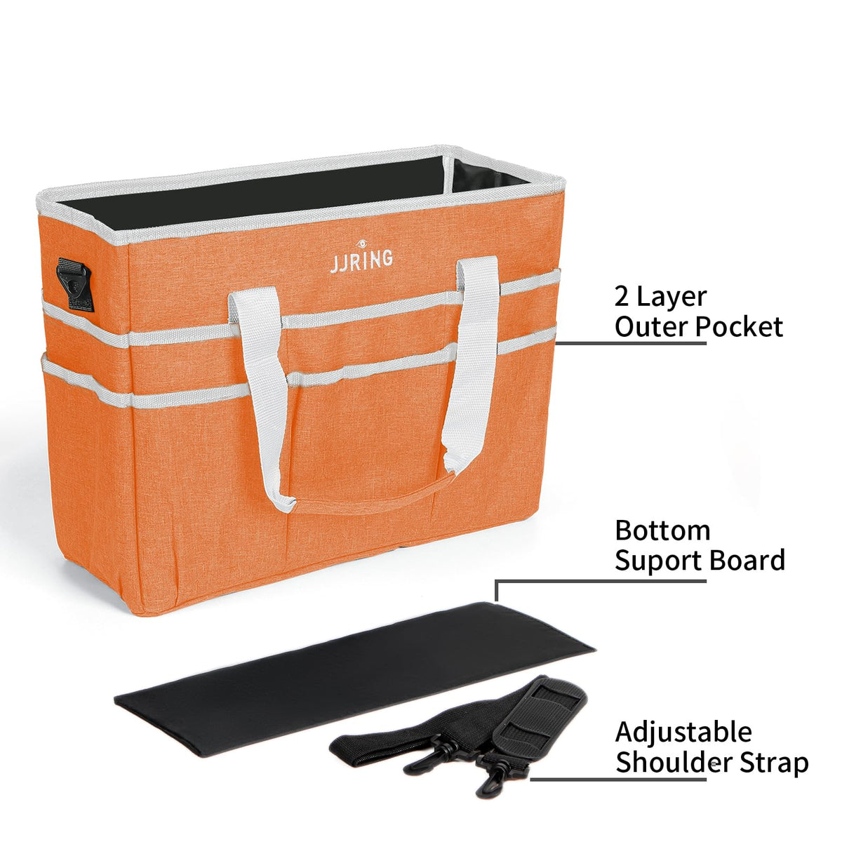 JJRING Craft Organizer Tote Bag Large Art Storage Caddy Orange