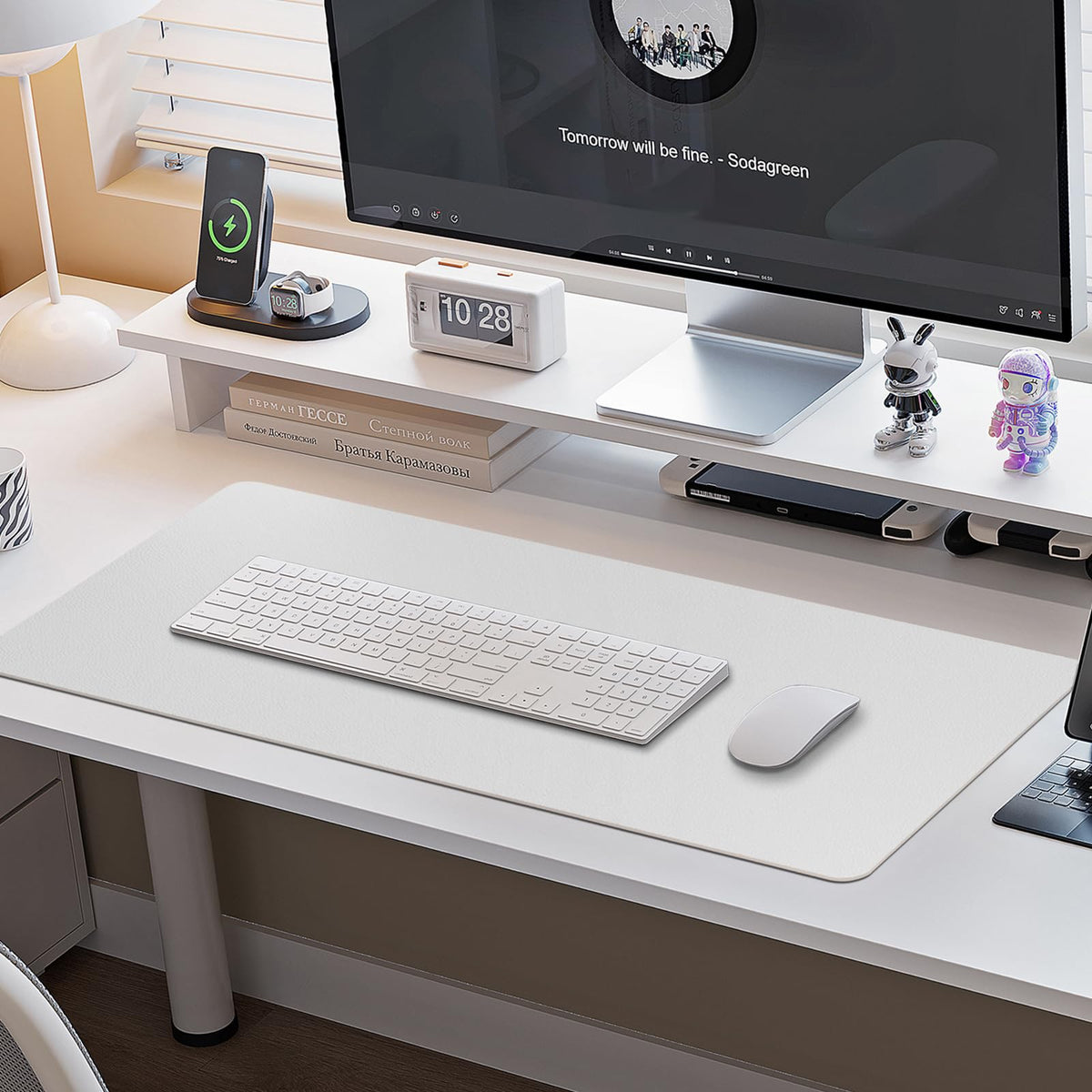 Boutilon Leather Desk Pad Protector,Non-Slip Mouse Pad,Laptop Desk Pad,Office Mouse Mat,Waterproof