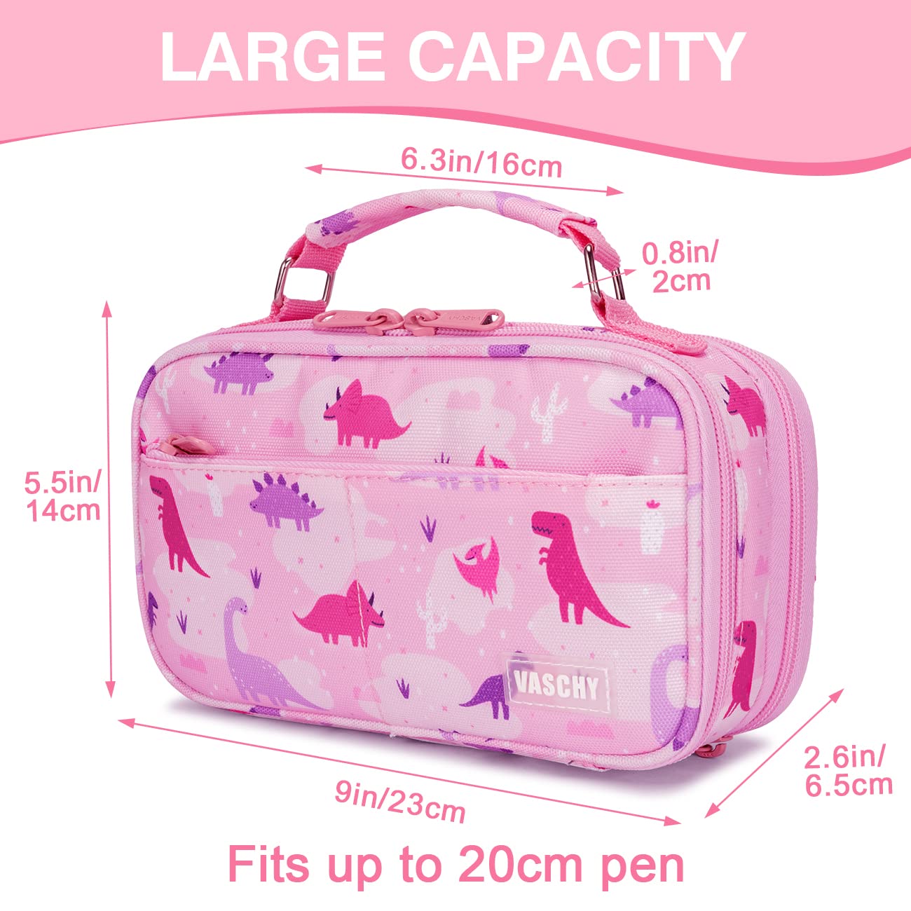VASCHY Pencil Case for Girls, Aesthetic Kawaii Large Pencil Pouch Stationary Pencil Bag/Box for