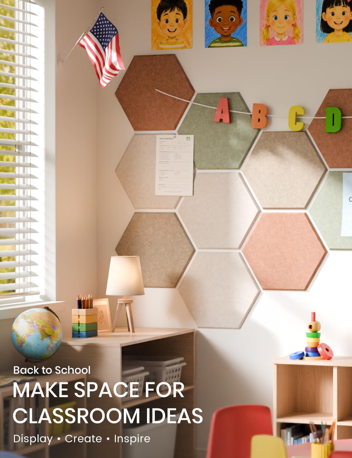 Fluxynara 10-Pack Hexagon Cork Board Alternative, Boho