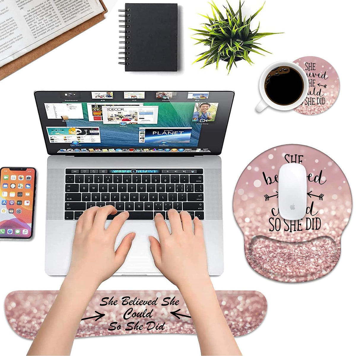 Keyboard Wrist Rest and Mouse Pad Wrist Support, She Believed She Could So She Did Inspirational
