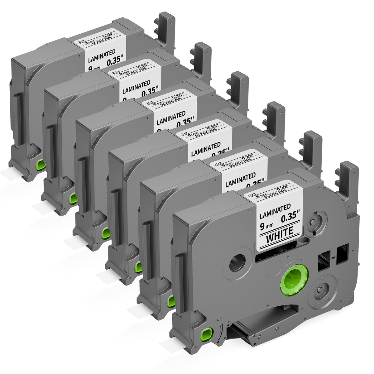 6Pack TZe-221 Compatible with Brother PTouch TZe221 9mm 3/8" TZ Label Tape
