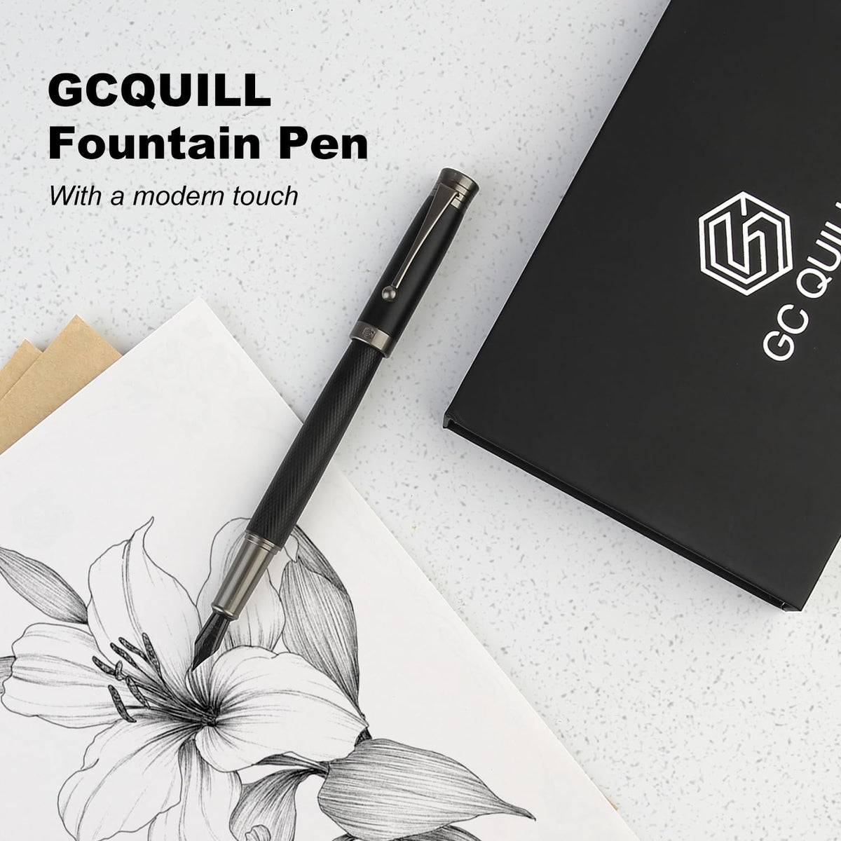 GC QUILL Fountain Pen Set - Fine & Medium Nibs, Includes 18 Ink Cartridges, Ink Refill Converter &