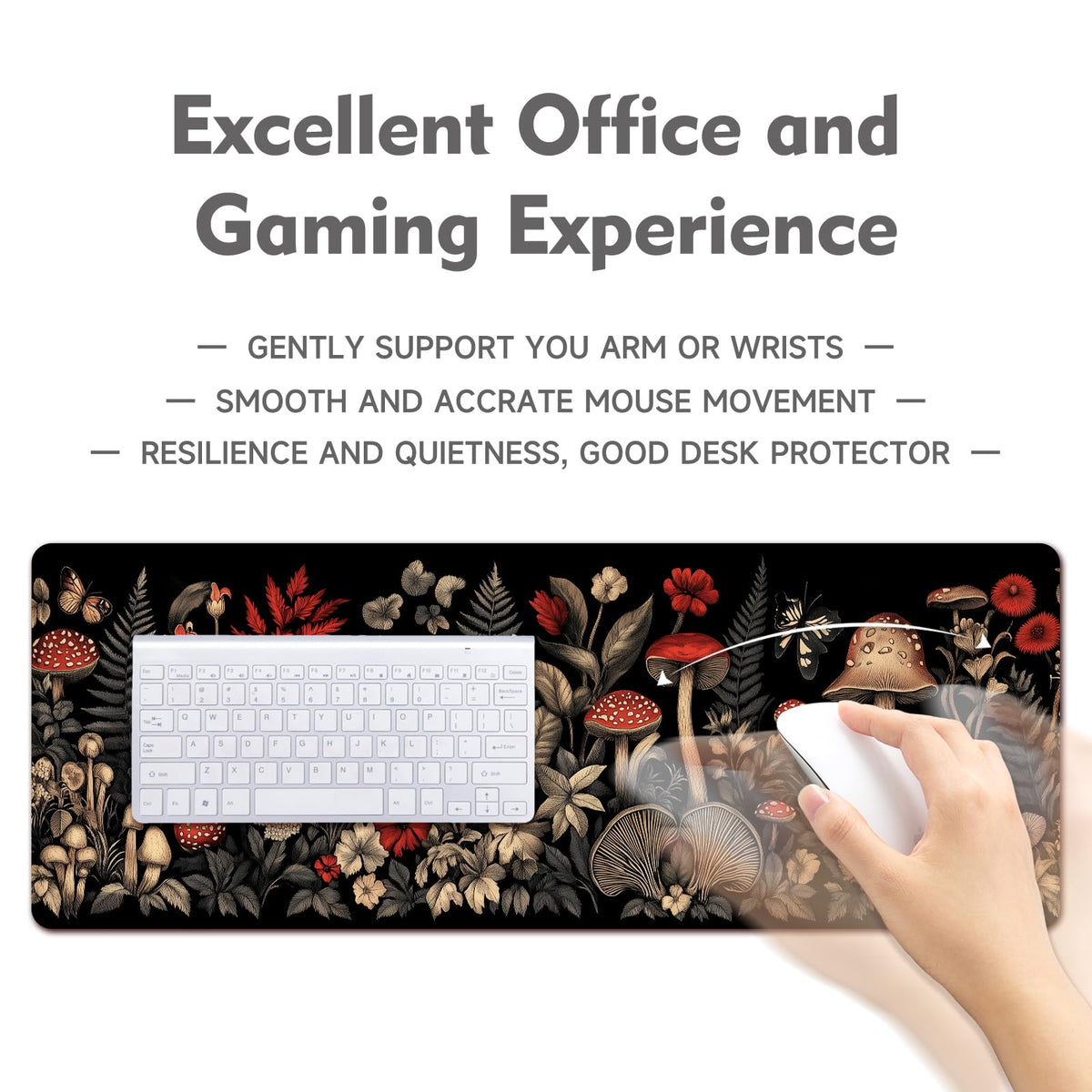 Desk Mat Mouse Pad Gaming Desk Pad XL Large Mouse Mat Office Decor Accessories (Mushroom Ferns)
