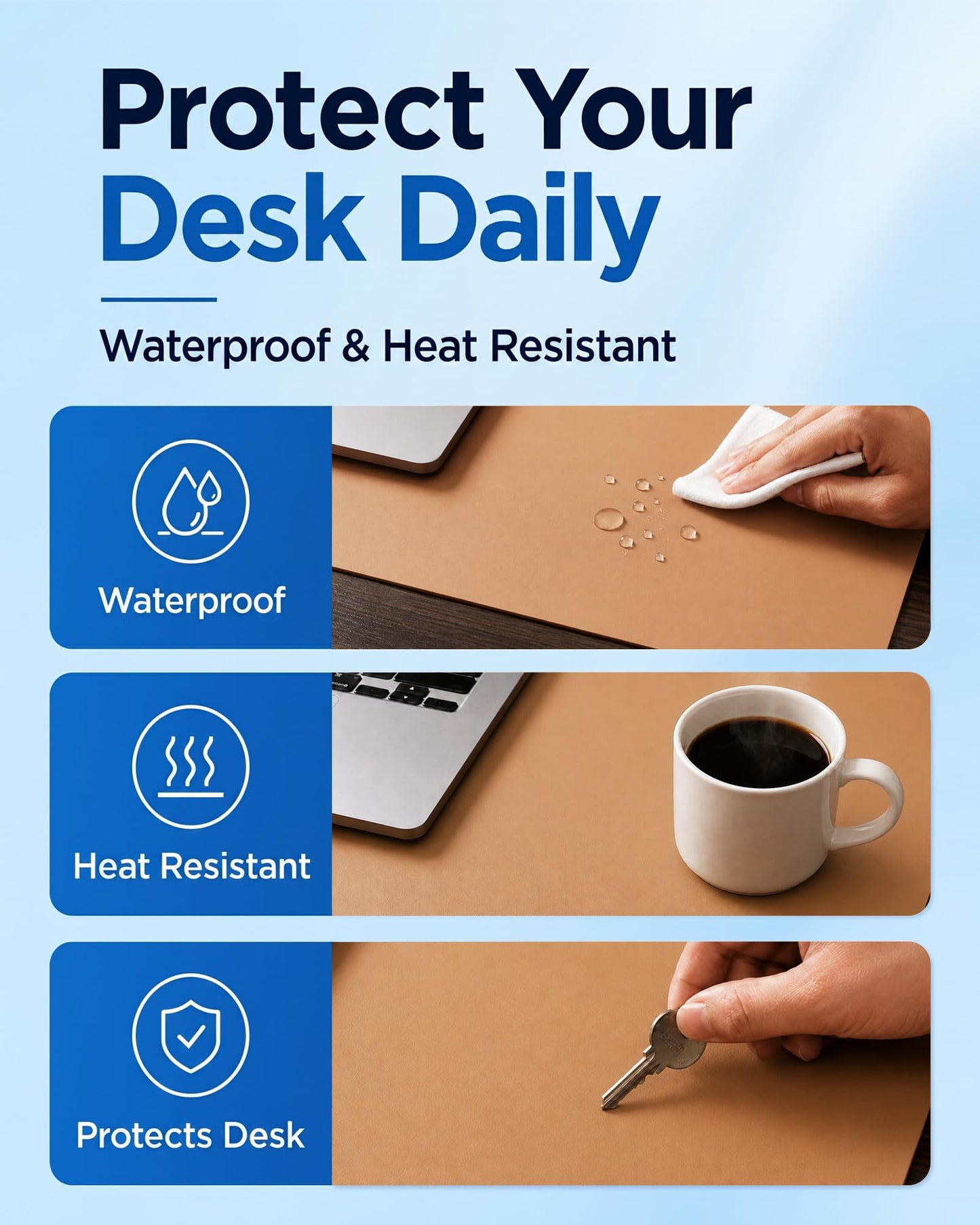 Aothia Dual-Sided Desk Pad - Leather Desk Mat, Natural Cork Desk Pad Protector, Large Mouse Pad for