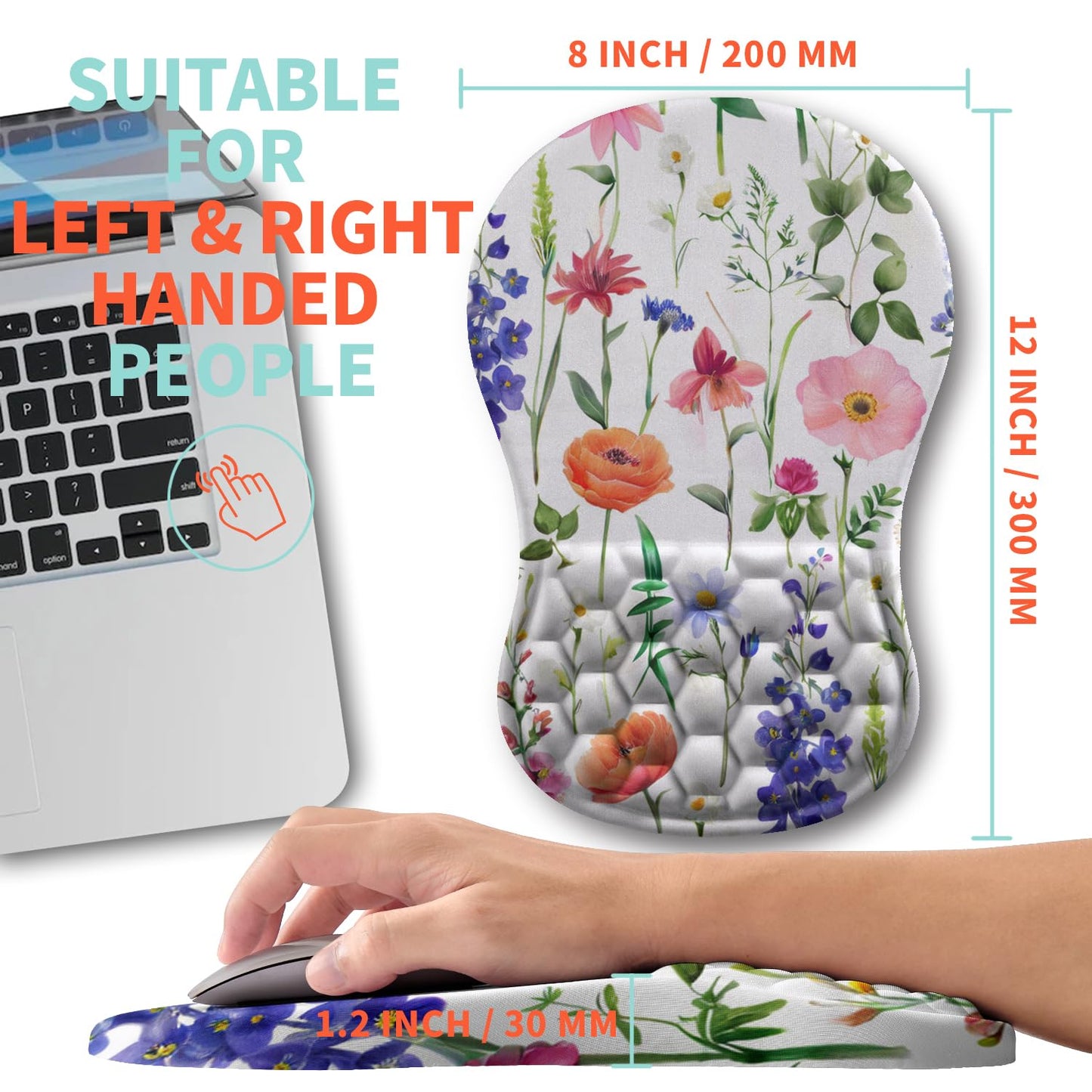 Kuosgm Ergonomic Mouse Pad Wrist Support with Memory Foam Massage Bulge, Carpal Tunnel Pain Relief