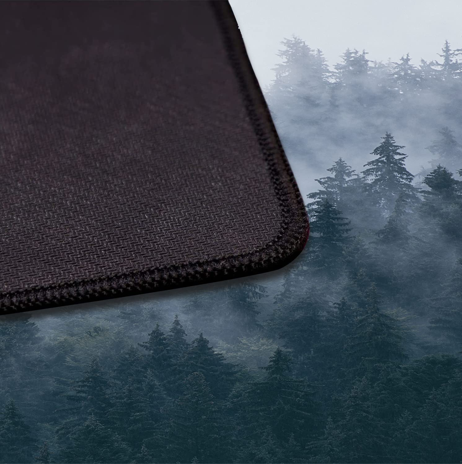 Gray Forest Mouse Pad with Seam Edge Design, Non Slip Rubber Keyboard Pad