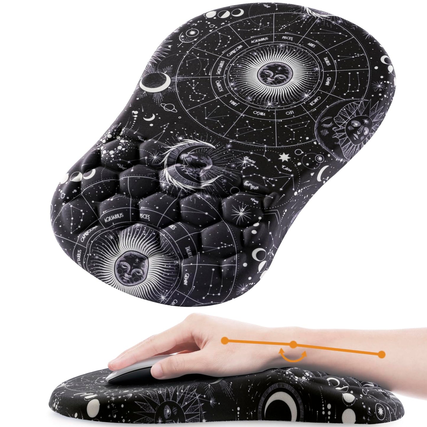 Laokiiy Ergonomic Mouse Pad Wrist Rest, 15° Memory Foam, Non-Slip PU Base
