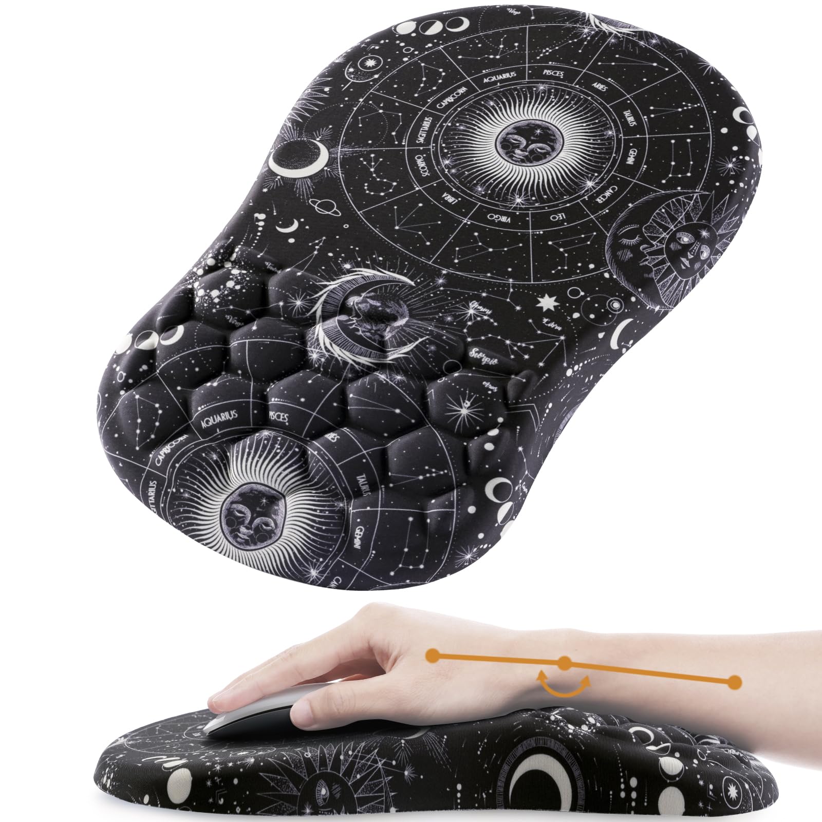 Laokiiy Ergonomic Mouse Pad Wrist Rest, 15° Memory Foam, Non-Slip PU Base