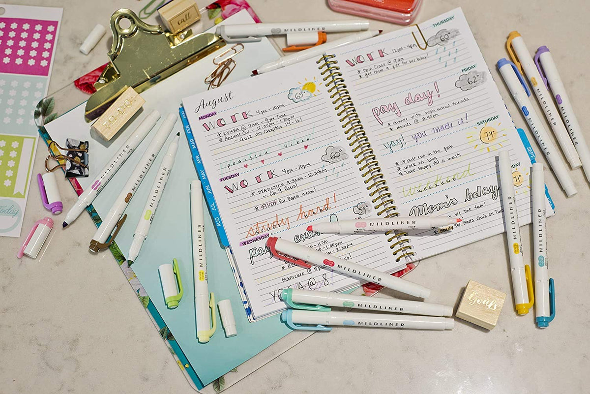 Zebra Pen Mildliner Highlighters, Double Ended Highlighter, Broad And Fine Tips, Pastel Colors