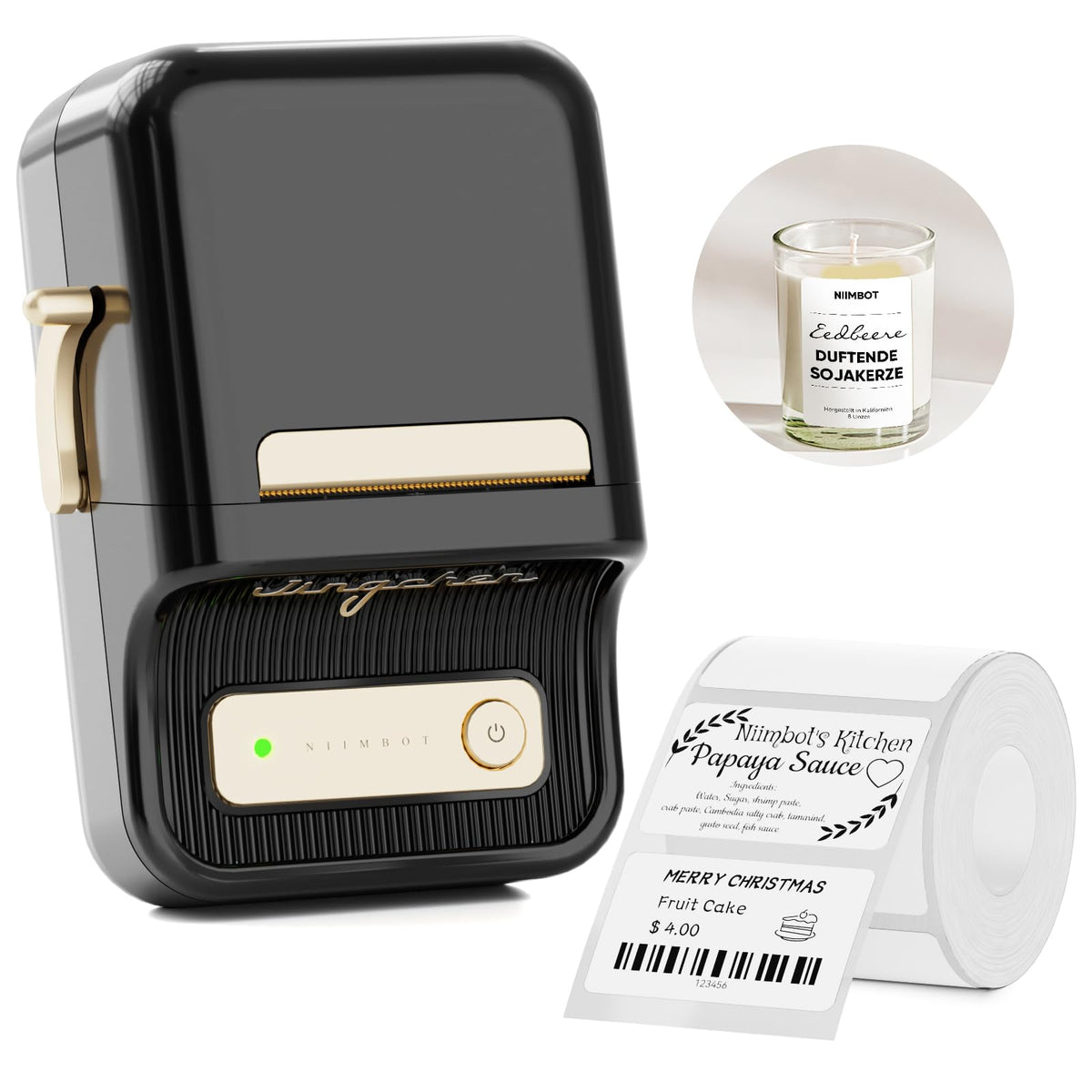 NIIMBOT B21 Label Maker, 2 Inch Portable Inkless Label Machine, Black