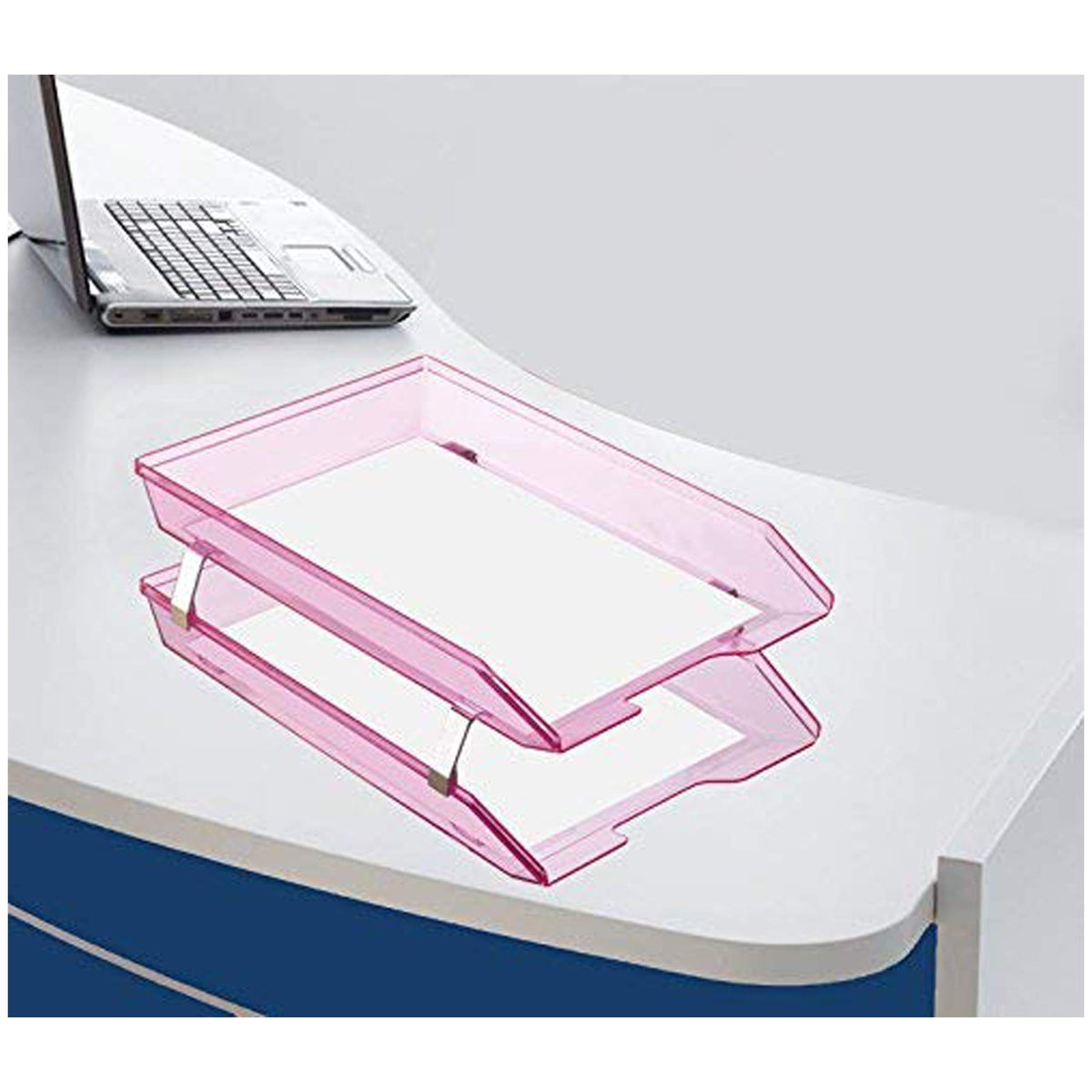 Acrimet Facility 2 Tier Letter Tray, Front Load, Letter Size/A4, Desktop File Organizer, Plastic