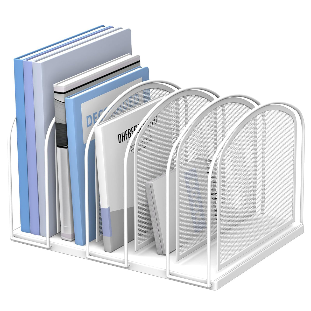 SUPEASY 5-Section Vertical File Organizer, Mesh Desk Organizer, White