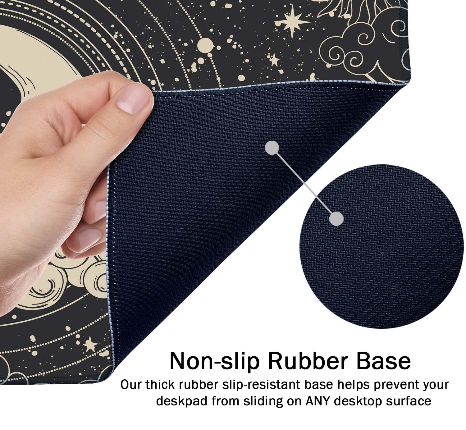 SSOIU Astrology Sun with Moon Mouse Pad 35.5 X 15.7 Inch XXL Black Full Desk Mousepad Extended