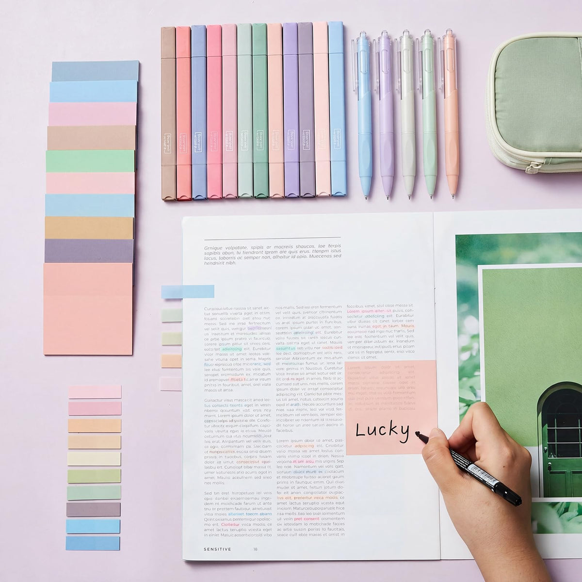 Jutom 38 Pcs Book Annotation Kit for Bible Study, Classic Color, Square