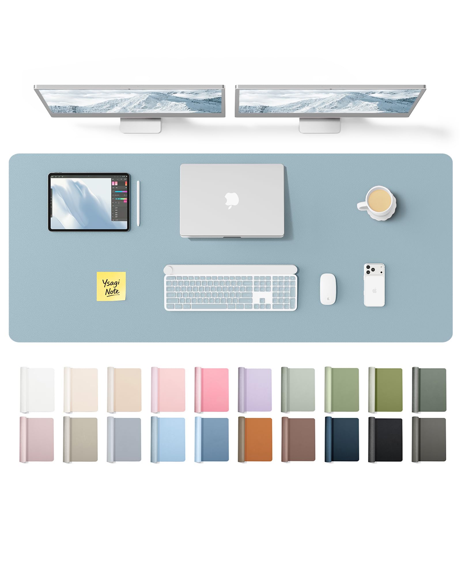 YSAGi Leather Desk Pad Protector, Office Desk Mat, Large Mouse Pad, Non-Slip PU Leather Desk