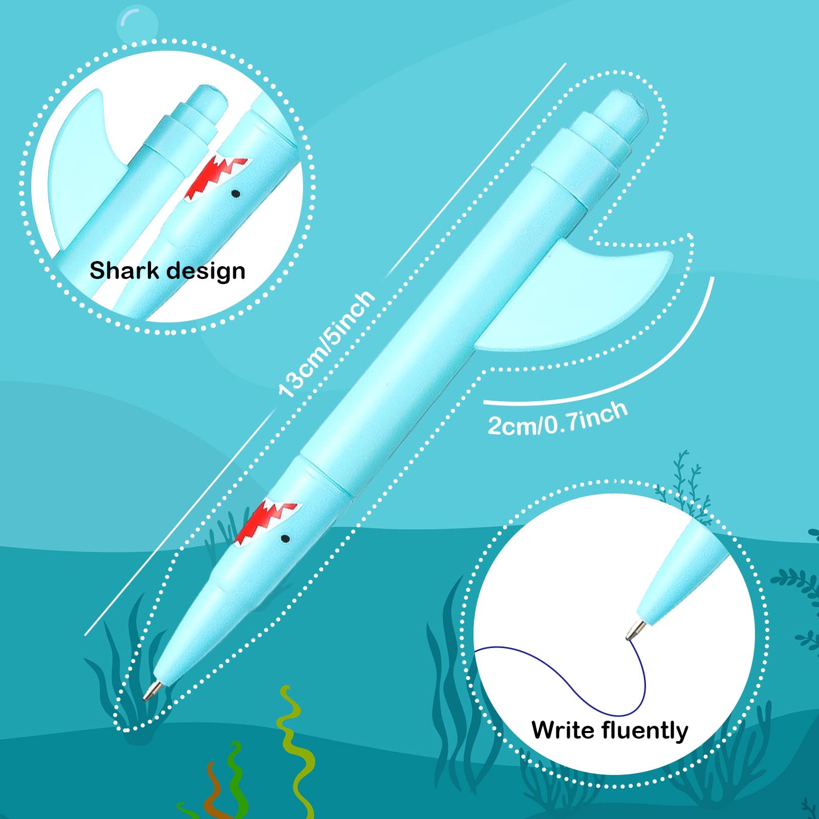 Sinmoe Shark Pens for Kids Cute Fun Pens Bulk Plastic Novelty Shark Pencil Back to School Sharks