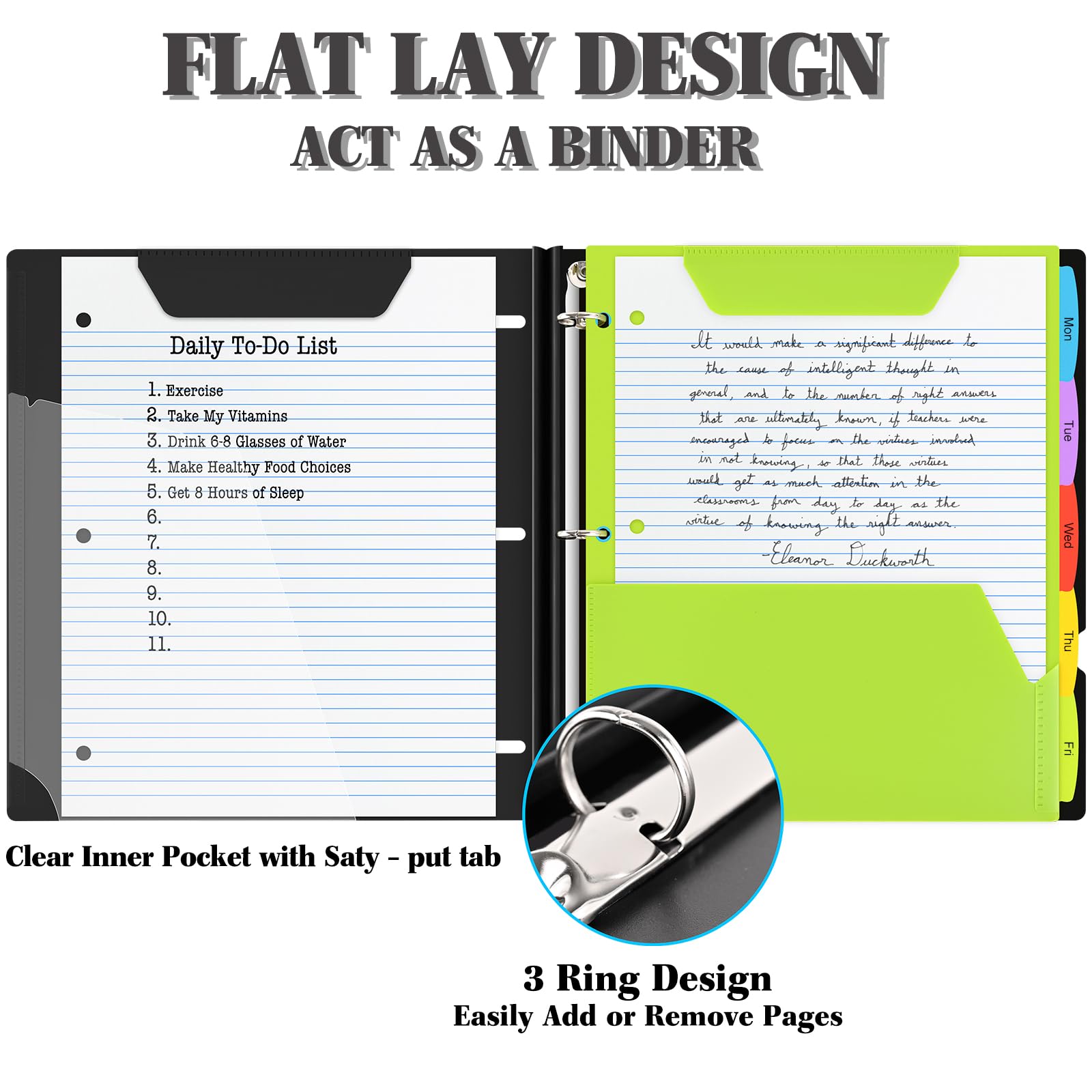 INFUN All-in-one Telescoping Binder Notebook - 2 PCS- Refillable 3 Ring Notebook Binder with 1