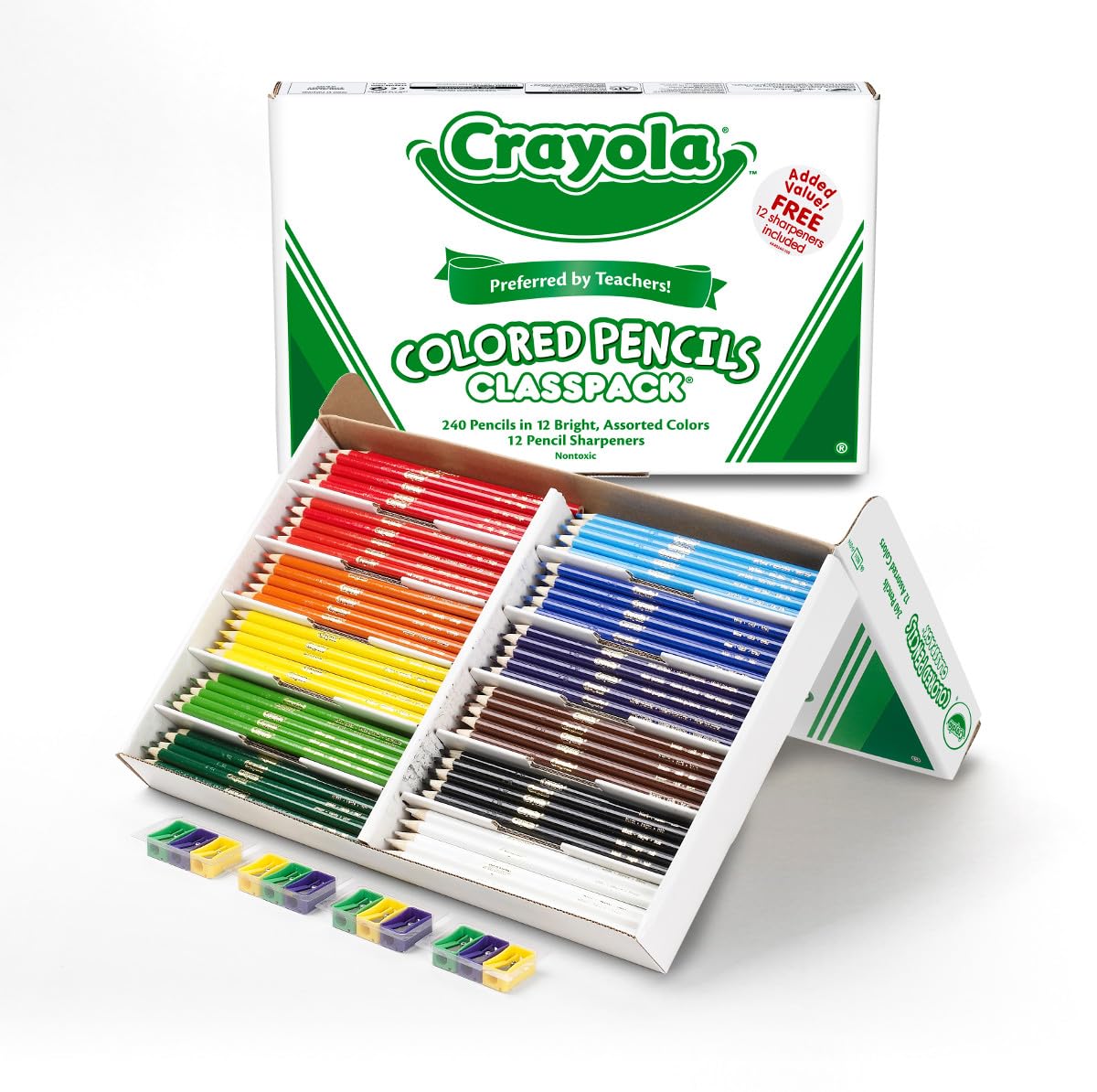 Crayola Colored Pencils Classpack (240 Ct), Bulk Classroom Supplies, Colored Pencils for School, 12