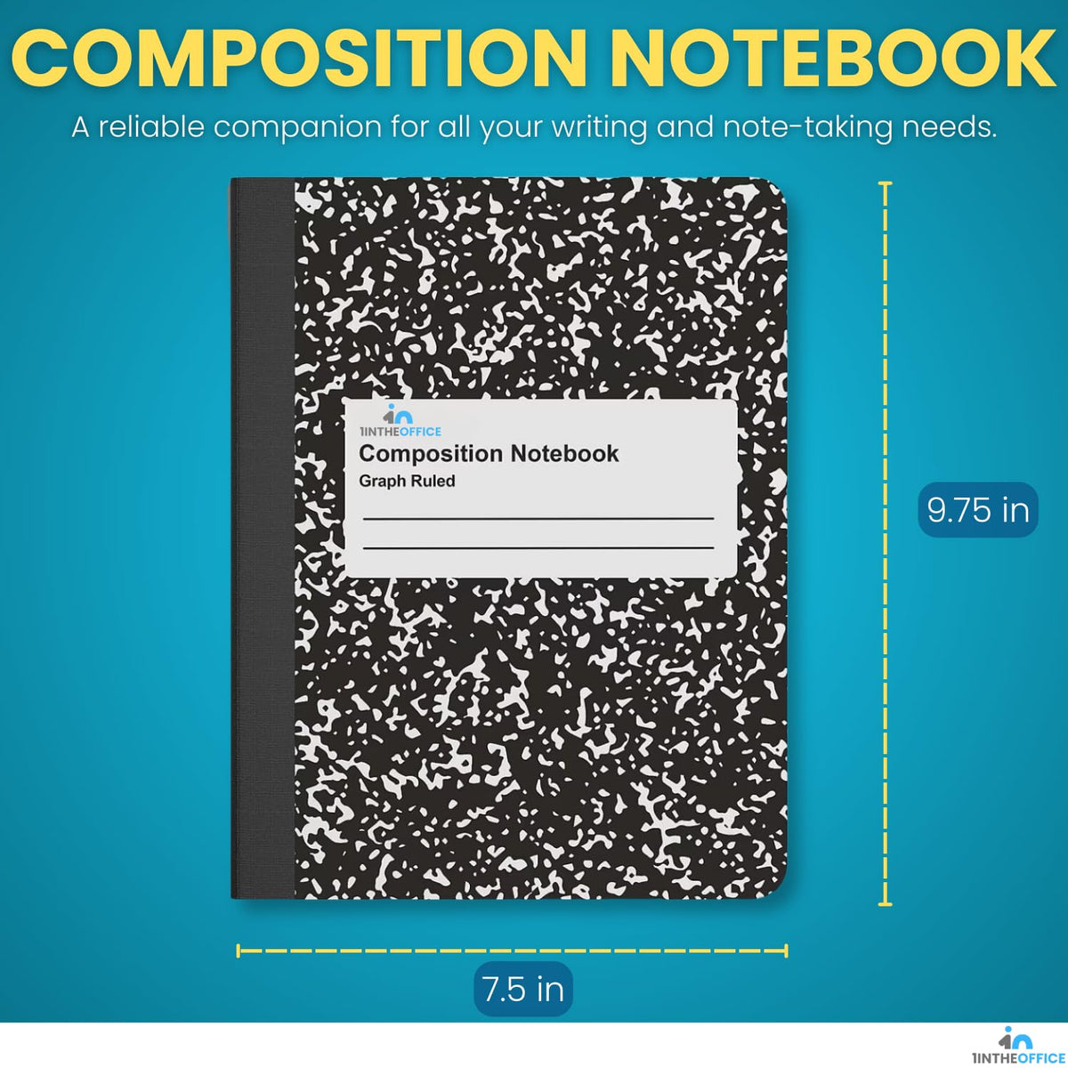1InTheOffice Graph Paper Composition Notebook, Quad Ruled Graph Notebook, 80 Sheets, 7.5 x 9.75
