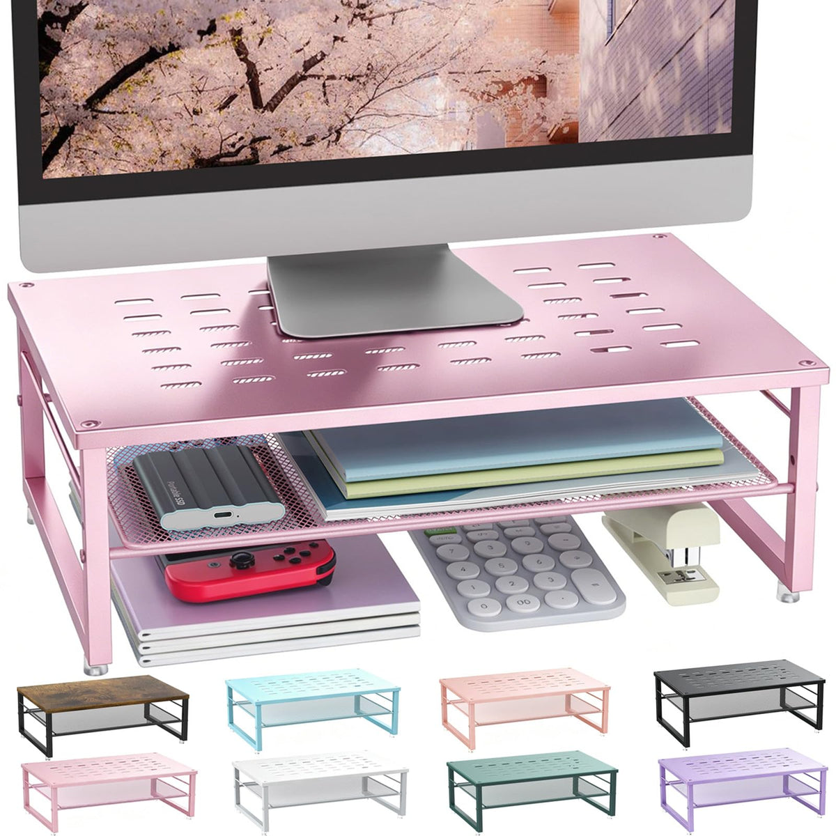 gianotter 2-Tier Metal Monitor Stand Riser