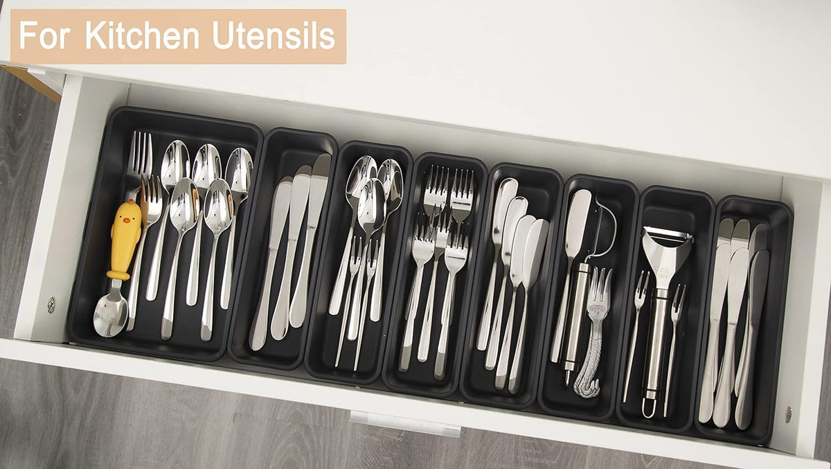 Kutesna 25PCS Interlocking Drawer Organizer, Plastic Desk Organizer Set
