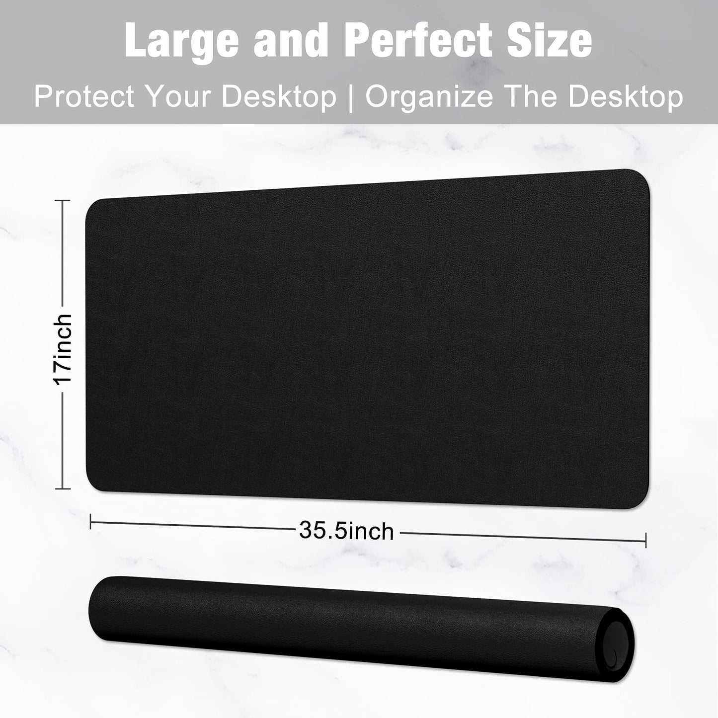 Hsurbtra Desk Pad, 35.5" x 17" PU Leather Desk Mat, XXL Extended Mouse Pad, Waterproof Desktop