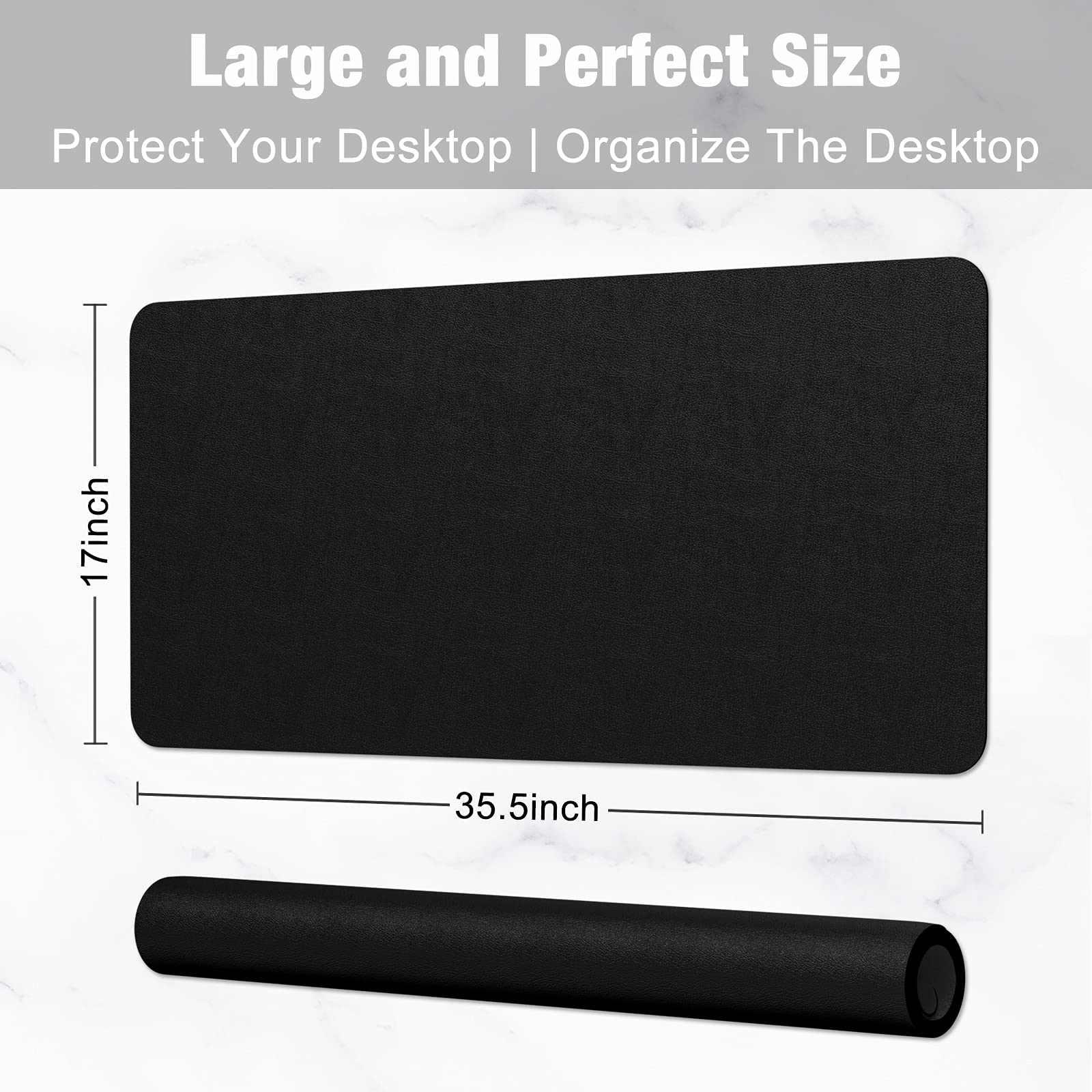 Hsurbtra Desk Pad, 35.5" x 17" PU Leather Desk Mat, XXL Extended Mouse Pad, Waterproof Desktop