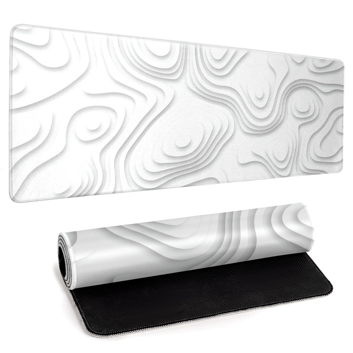 Solid Geometry Large Gaming Mouse Pad White Mouse Pad Gaming Big Desk Pad Desk Mat with Stitched